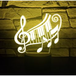 Hangjegy 3D hatású Led lámpa Telibe gravírozott