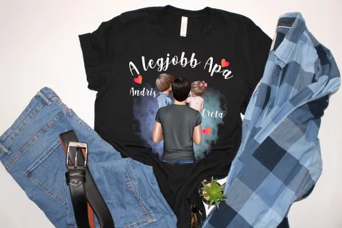 A legjobb apa személyre szabható férfi póló (Fiú-Kislány)