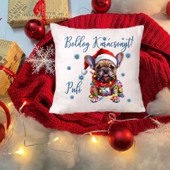   Karácsonyi kutyás párna névvel – választható 84 kutyafajta mintával