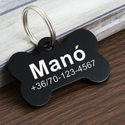 Csont alakú biléta, kutyabiléta, név és telefonszám