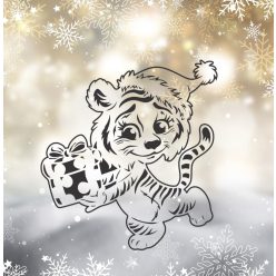   Tigriske karácsonyi ablakmatrica – vidám ünnepi dekor ajándékkal