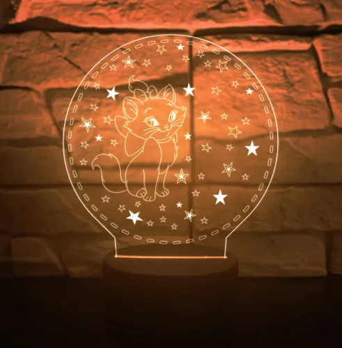 Marie cicás 3D hatású led lámpa 2
