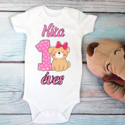1 éves kutyusos lányos szülinapi baba body névvel