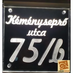 Utca név, házszám LED tábla (Telibe gravírozva)