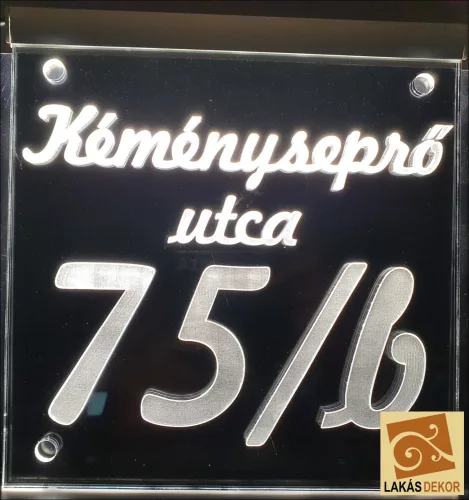 Utca név, házszám LED tábla (Telibe gravírozva)