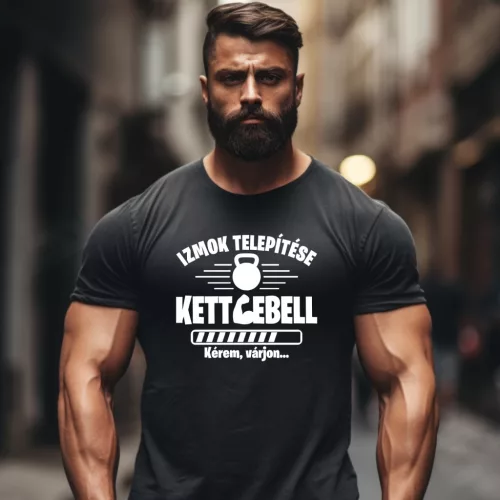 Izmok Telepítése – Kettlebell Mintás Férfi Póló