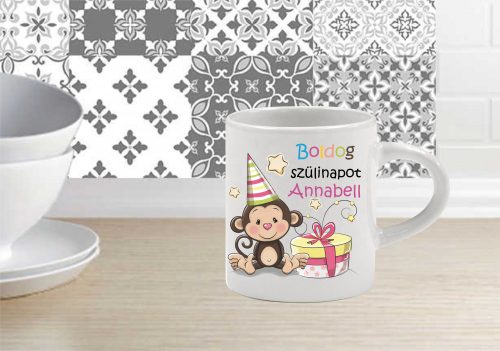 Kis majmos boldog szülinapot egyedi mini bögre