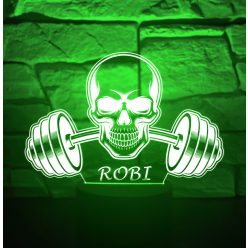   Koponya és Súlyzó Mintás 3D LED Lámpa – Modern Ajándék Sportkedvelőknek