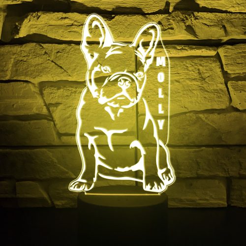 Francia Bulldogos 7 színű 3D LED lámpa