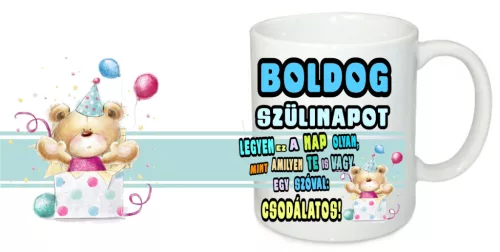 Boldog szülinapot macis bögre – kedves ajándék fiús születésnapra