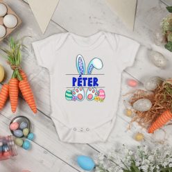  Tapsifüles– Névre Szóló, Kék Nyuszis Húsvéti Baba Body