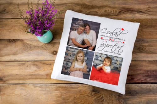 Család ahol az élet kezdődik egyedi fényképes párna