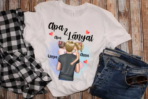 Apa lányai személyre szabható férfi póló (Kislány-Lány)