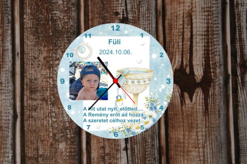 Keresztelőre egyedi fényképes üveg óra