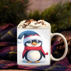   Karácsonyi pingvines bögre – Egyedi névvel kérhető ajándék
