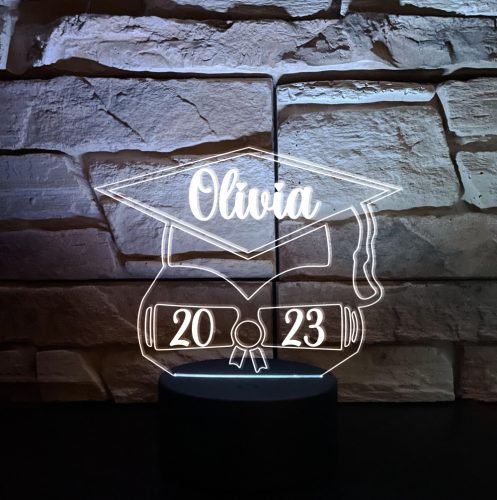 Ballagásra, Diplomaosztóra személyre szabott 7 színű 3D LED lámpa