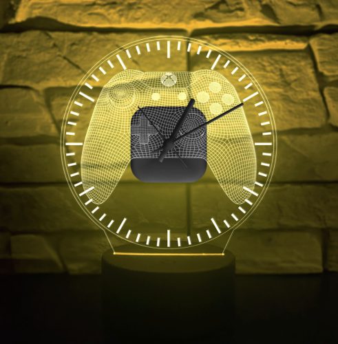 Gamer Controllel 3D hatású órás Led lámpa
