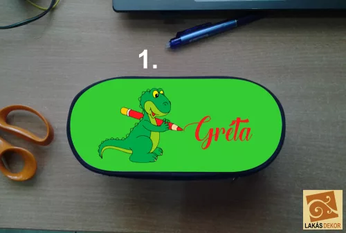 Dinós egyedi tolltartó saját névvel