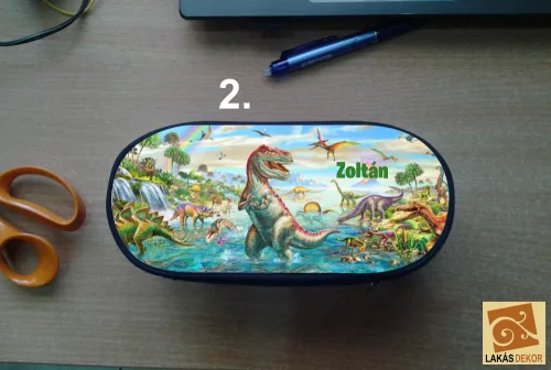 Dinós egyedi tolltartó saját névvel
