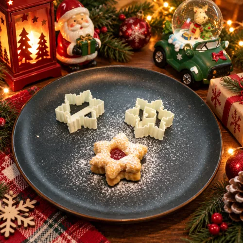 Hópehely Grinch alakú belsővel linzer süti kinyomó forma