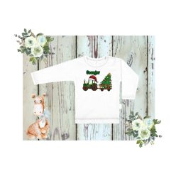 Karácsonyi traktoros hosszú ujjú gyerek póló