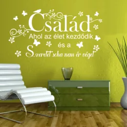   Család Ahol Az Élet Kezdődik Falmatrica – Szeretet idézetes dekoráció