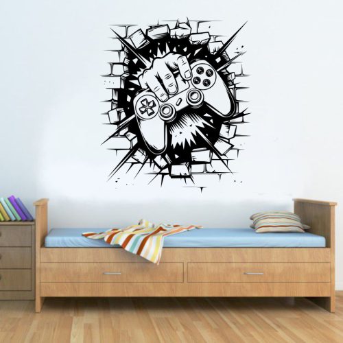 Gamer falmatrica kontrollerrel – 3D hatású faltetoválás játékosoknak