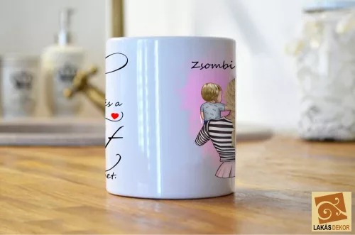 Család, ahol az élet kezdődik egyedi családi bögre Két fiú, egy lány