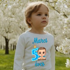   Személyre szabható szülinapi hosszú ujjú póló – Egyedi ajándék gyerekeknek