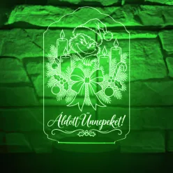   Grinches adventi koszorú 3D LED lámpa – ünnepi hangulatú karácsonyi dekoráció
