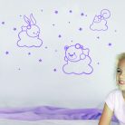 Kisállatok felhőn csillagokkal falmatrica (2.változat)