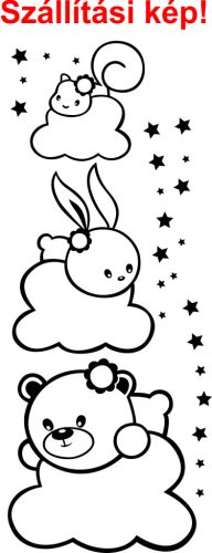 Kisállatok felhőn csillagokkal falmatrica (2.változat)