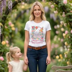   Személyre Szabható Női Póló Anyáknak – "Amíg Fogom A Kezed" Virágos Minta