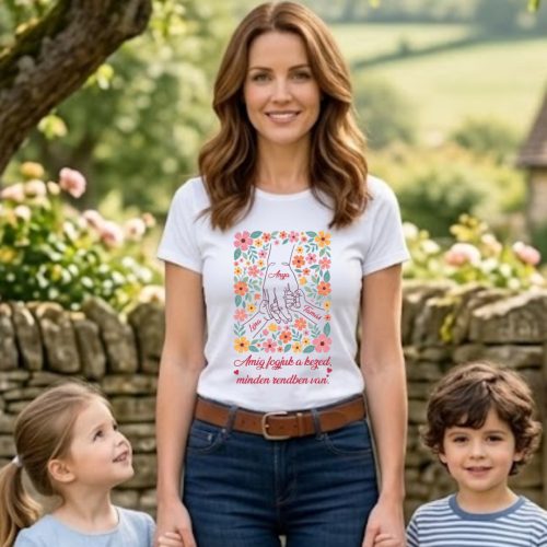 Személyre Szabható Női Póló Anyáknak – "Amíg Fogom A Kezed" Virágos Minta