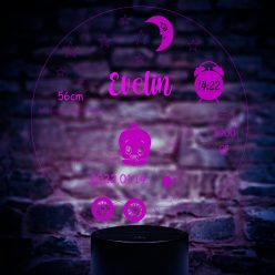   Személyre szabott újszülött baba éjjeli LED lámpa – születési információkkal