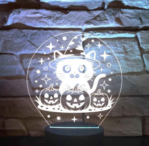 Cicás halloweeni 3D LED lámpa – tökös hangulatvilágítás