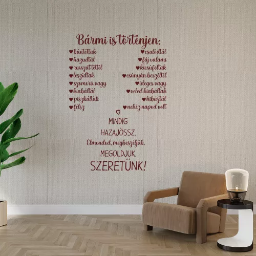 Bármi is történjen – Motiváló családi idézet falmatrica (2. változat)