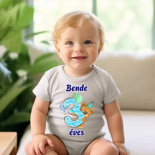 Macis 3 éves szülinapi baba body – Saját névvel