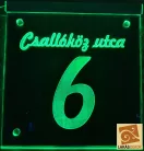 Utca név, házszám LED tábla (Telibe gravírozva)