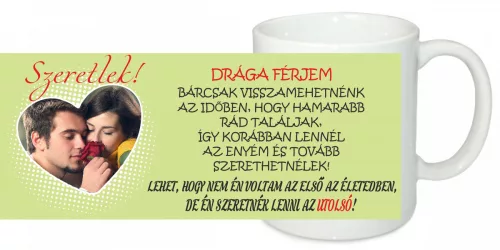 Drága férjem bögre egyedi képpel