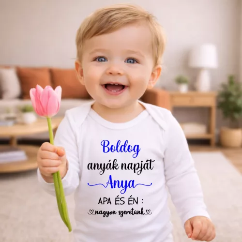 Apa és Én Nagyon Szeretünk!– Hosszú Ujjú Anyák Napi Köszöntő Baba Body
