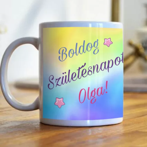 Unikornisos születésnapi bögre egyedi névvel – varázslatos ajándék kislányoknak