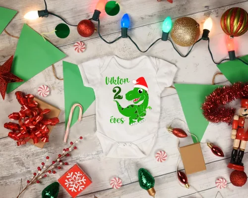 3. Dínós mikulásos szülinapi gyerek body