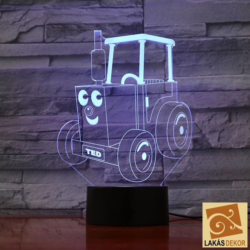 Traktor 3D hatású led lámpa