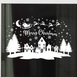   Karácsonyi városkép ablakmatrica – Merry Christmas ünnepi dekoráció