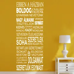   Ebben a házban boldog család vagyunk – Idézetes falmatrica (2. változat)