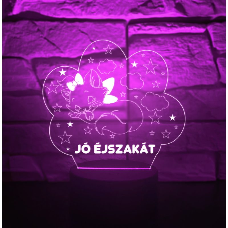 Jó éjszakát Cicás 3D hatású Led lámpa