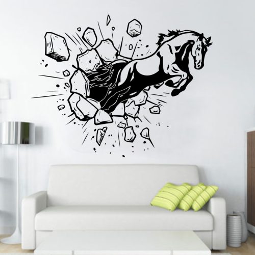 Lovas falmatrica 3D hatással – Ló áttöri a falat faltetoválás