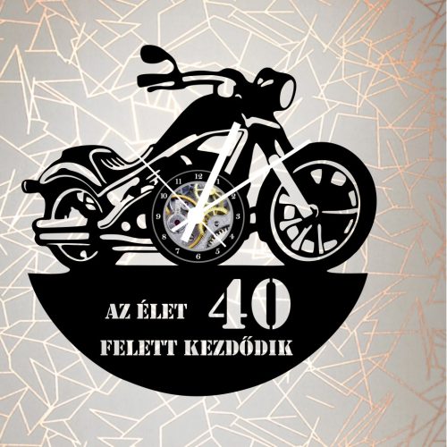 Születésnapi bakelit falióra – Kawasaki Vulcan motoros dizájnnal, minden korosztálynak