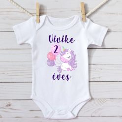Unikornis szülinapi body névvel (2.változat)